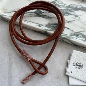 New Brunello Cucinelli Women's Leather  Belt Made In Italy M Brown Decor Dress